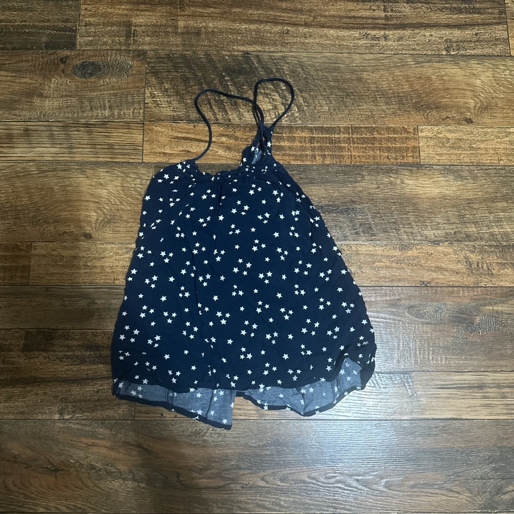 Star-Patterned Navy Blue Tank Top